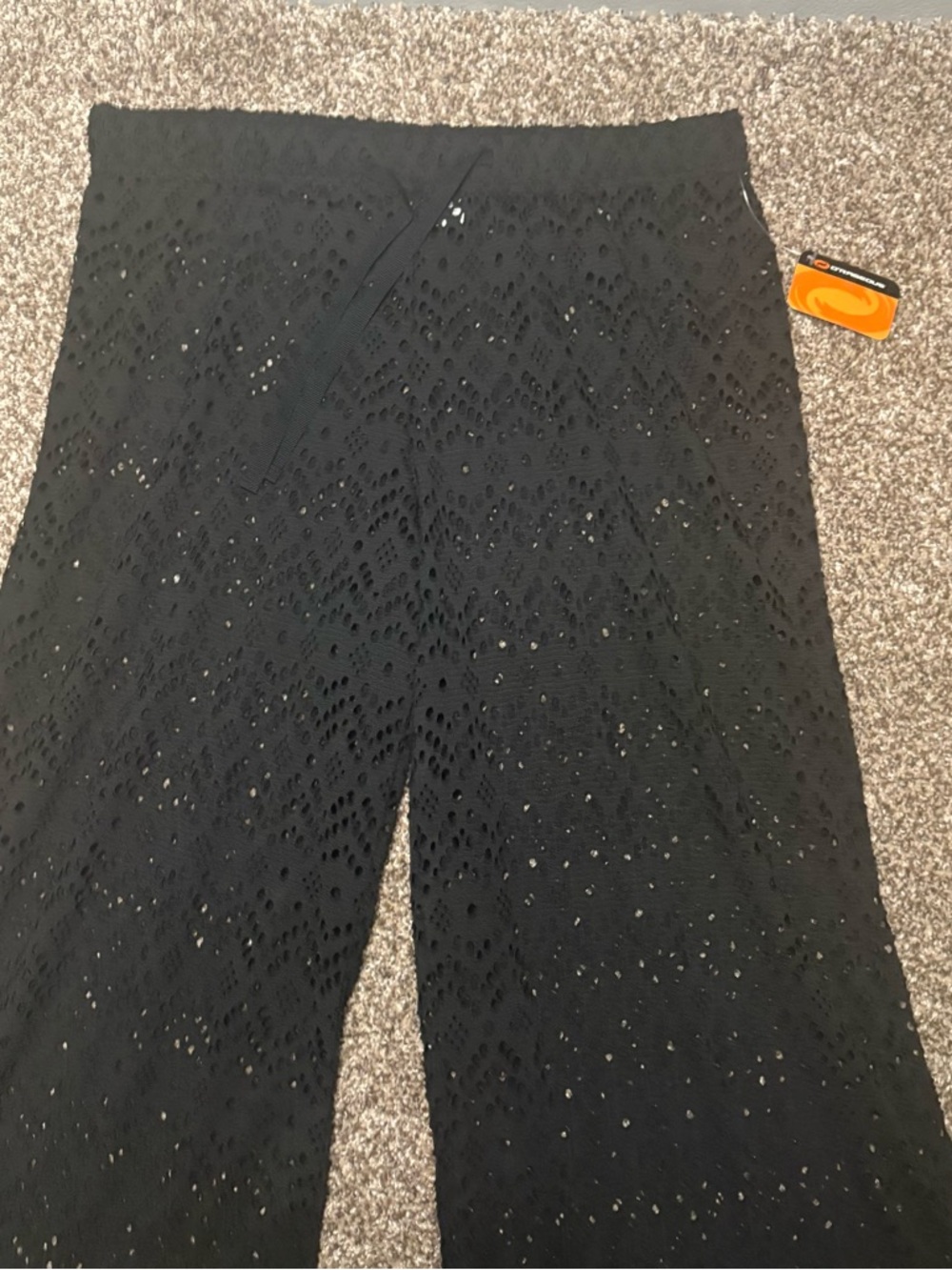 Black Wide-Leg Crochet Pants - Picture 4 of 13
